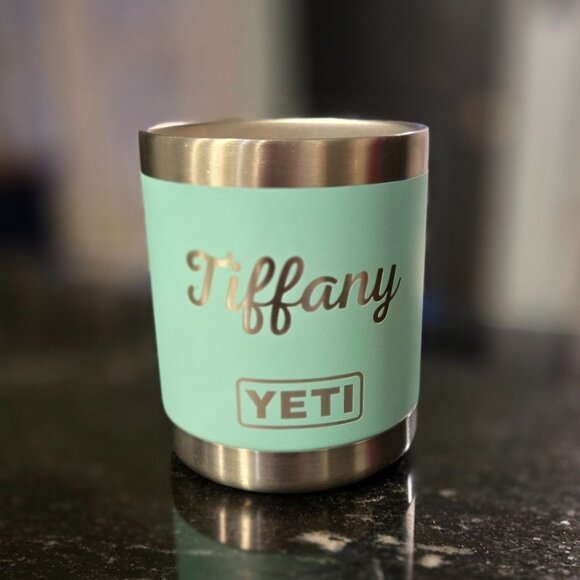 Yeti Engraved Tiffany Blue Stainless Tumbler Snowflake Design 10Oz Seafoam - Picture 10 of 11